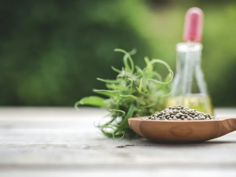 Plantes et flacon compte-gouttes